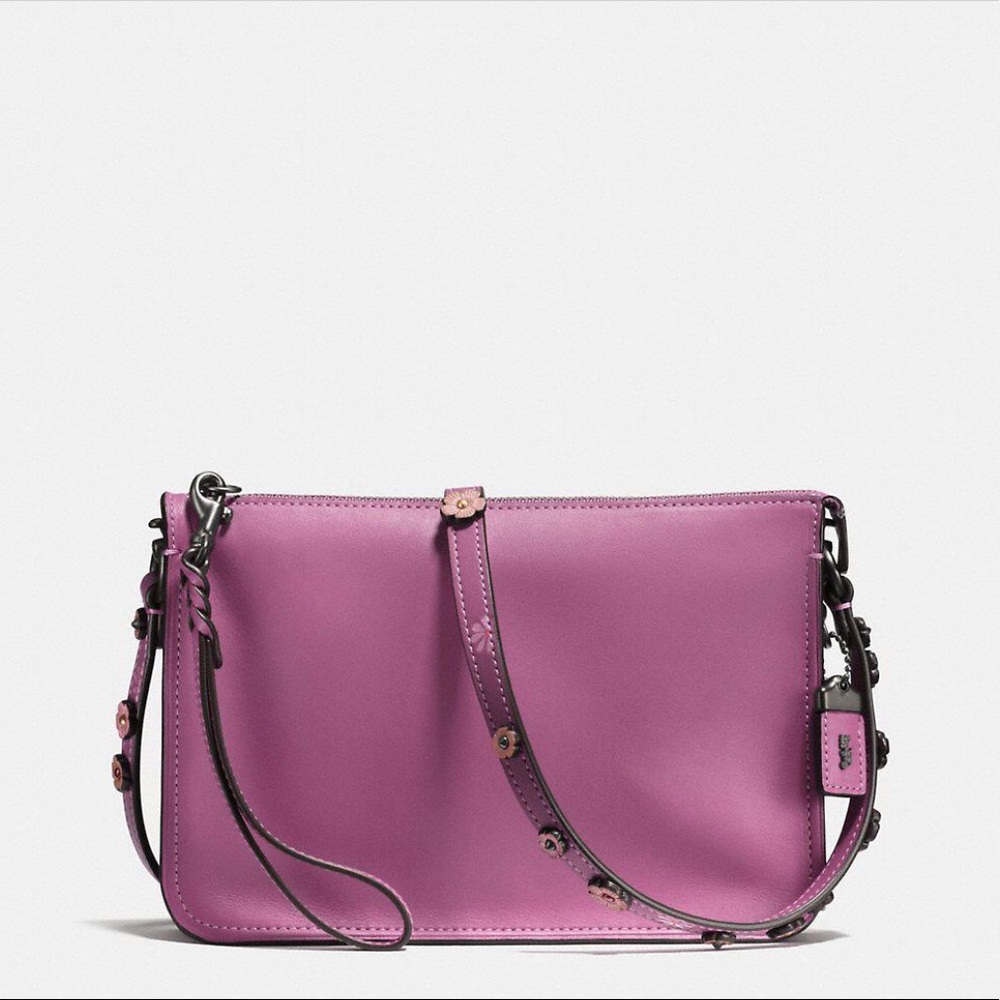 COACH Tea Rose Soho Leather Crossbody Pouch Bag